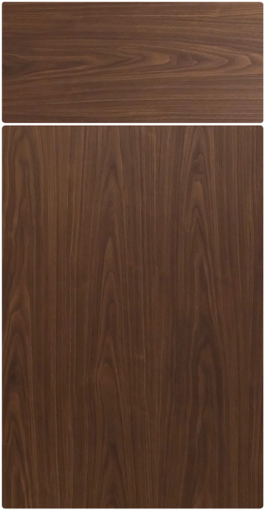 Elegante II cabinet door style in Super Real Walnut