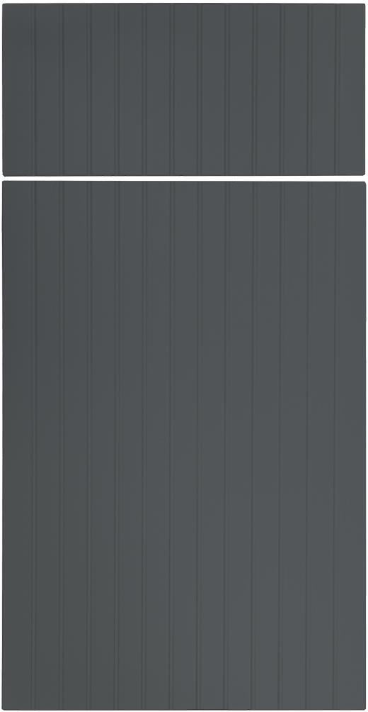Fluted cabinet door style in Charcoal SuperMatte