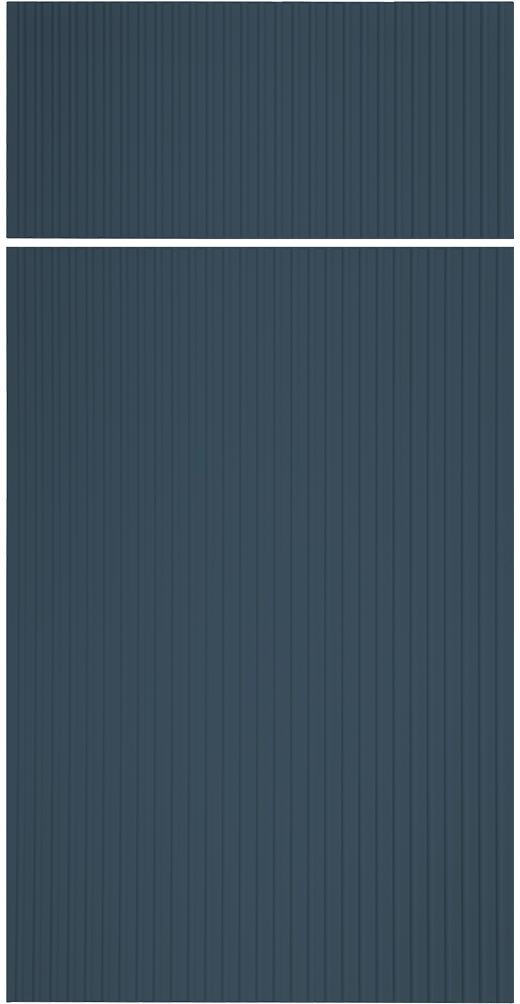 Reeded cabinet door style in Midnight SuperMatte