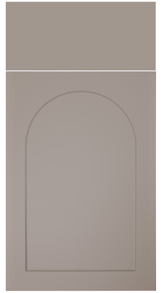 Shaker Curve cabinet door style in Silt SuperMatte